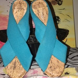 Montego Bay Club turquoise wedge w/stud accents.